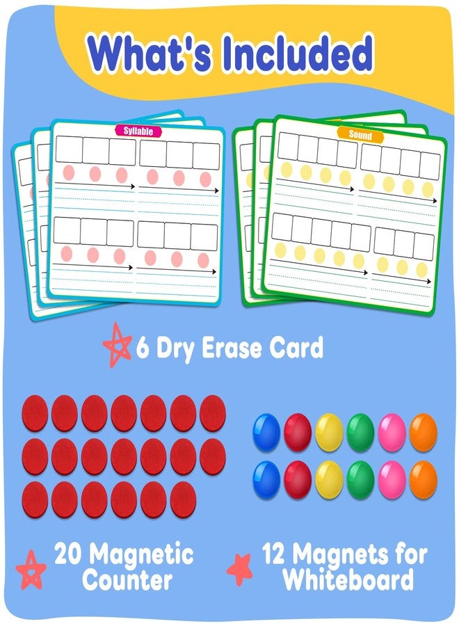 PraxiKidy Giant 16.9" x 12.7" Phonemic Awareness 6 Pack Sound Dry Erase Card,Syllable Speech Therapy Phonics Games,Science Reading Manipulative Preschool Kindergarten Classroom Teacher Supplies - Image 3
